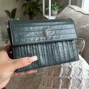 YSL crossbody / clutch dark green sneak skin